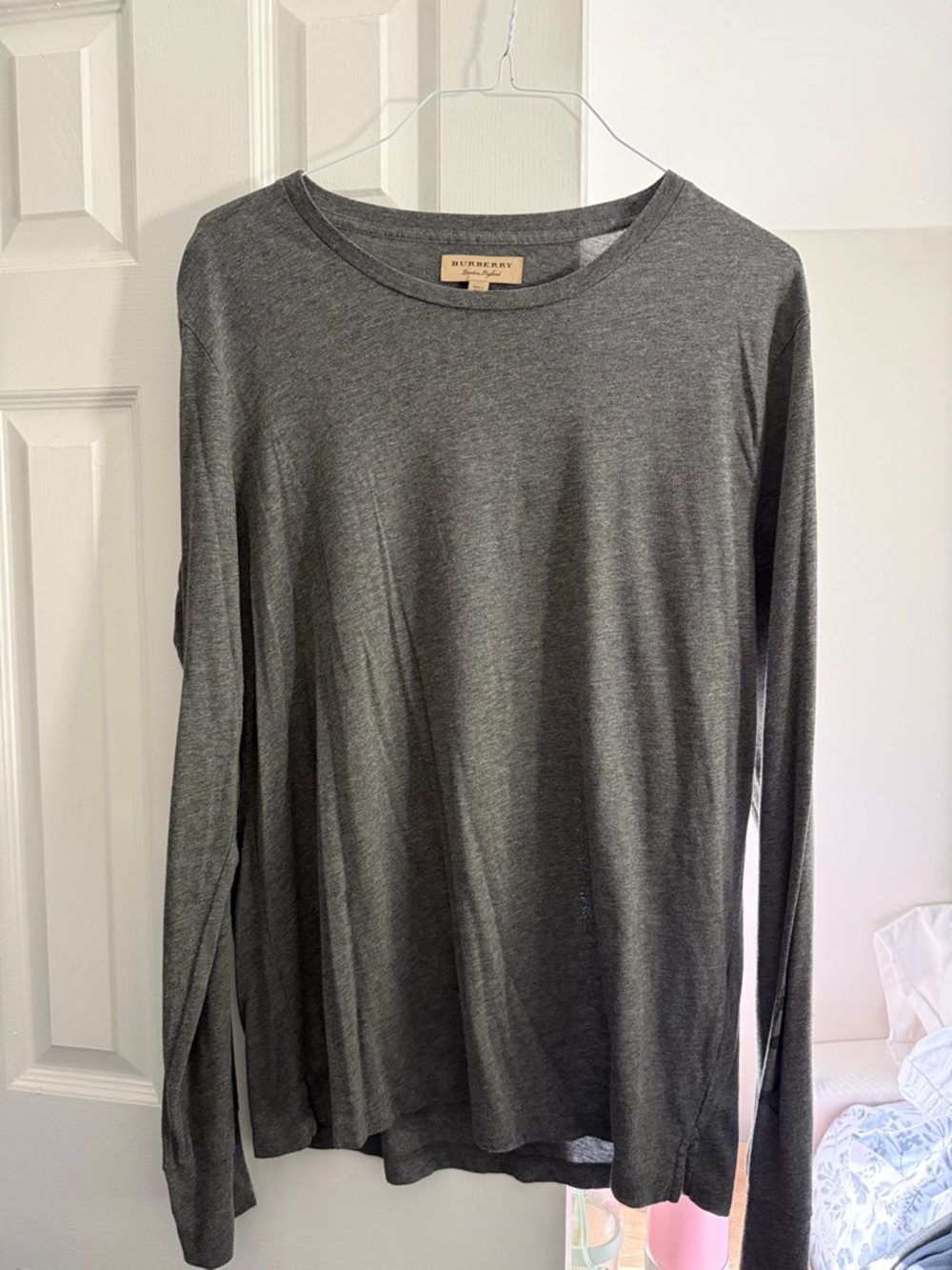 Burberry Charcoal Gray Long-Sleeve Crew Tee